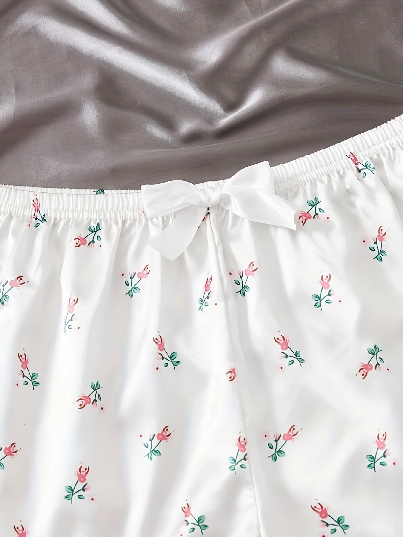 Floral Print Lace Trim Sleep Shorts