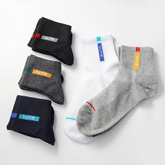 5 Pairs Men's Breathable Cotton Ankle Socks for Sports