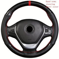 Red Mark Micfiber Carbon Fiber Leather Car Steering Wheel Cover