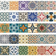 62pcs Cartoon Retro Tile Graffiti Sticker Series Waterproof Sticker