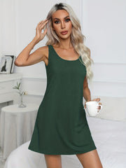 Solid Vest Lounge Dress Soft Micro Elastic Mini Dress Women's Loungewear
