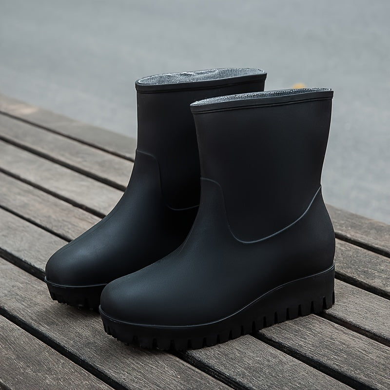Women's Thick Soled Rain Boots Anti Slip Mid Tube Waterproof in Multiple Colors