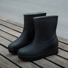 Women's Thick Soled Rain Boots Anti Slip Mid Tube Waterproof in Multiple Colors