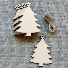 10pcs Wooden Christmas Tree Pendant DIY Crafts Snow Decoration