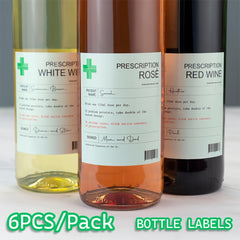 6pcs Prescription Wine Label Funny Vinyl Sticker