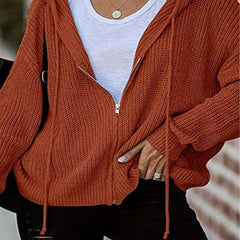 Casual Cardigan Women's Plus Solid Drawstring Zip Up Hoodie