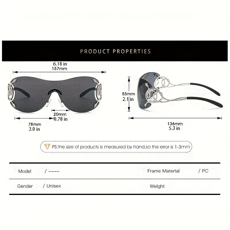 Y2K Snake Charm Sunglasses Gradient Rimless UV400