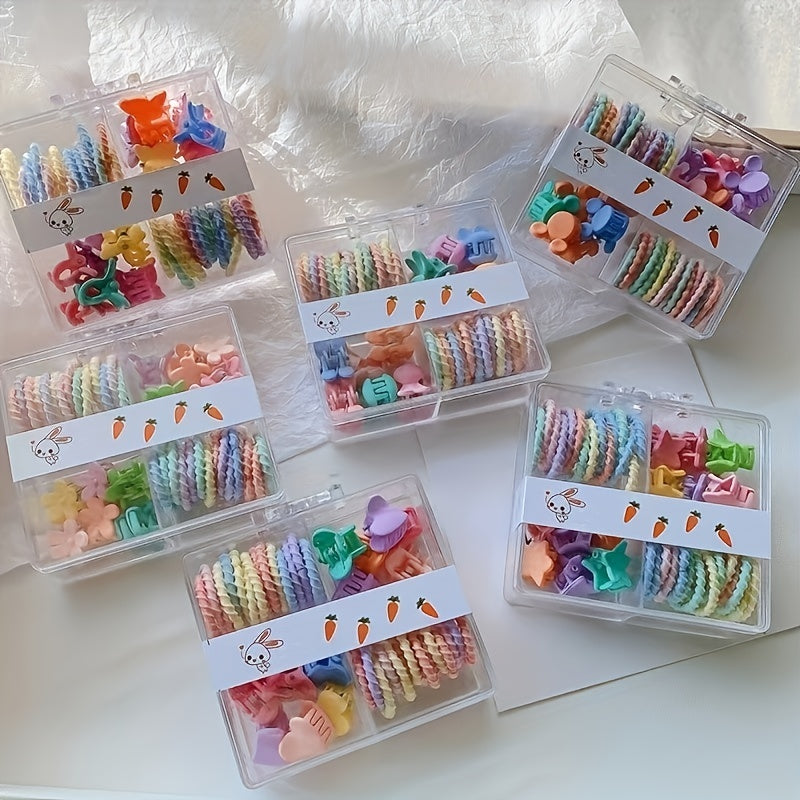 42pcs Candy Hair Accessories Elastic Hair Rope Small Colorful Hair Clip