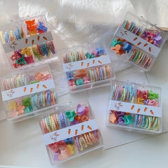 42pcs Candy Hair Accessories Elastic Hair Rope Small Colorful Hair Clip