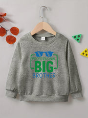 PRO BIG BROTHER Boys Sweatshirt Letter Print Crew Neck Long Sleeve Top