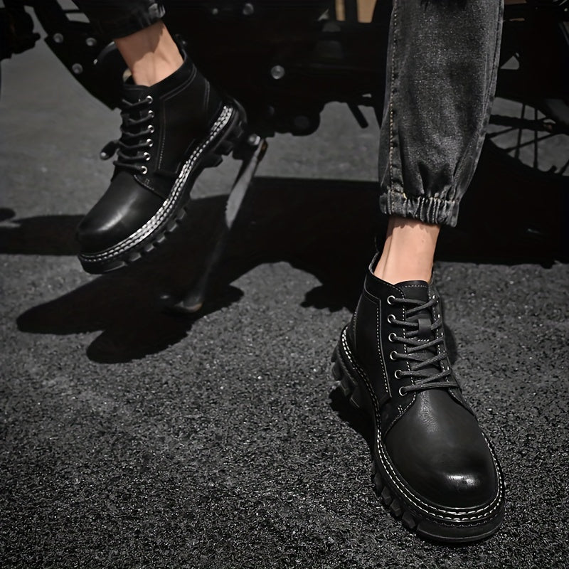 Men's Vintage Style Service Boots Casual Lace up Walking Shoes