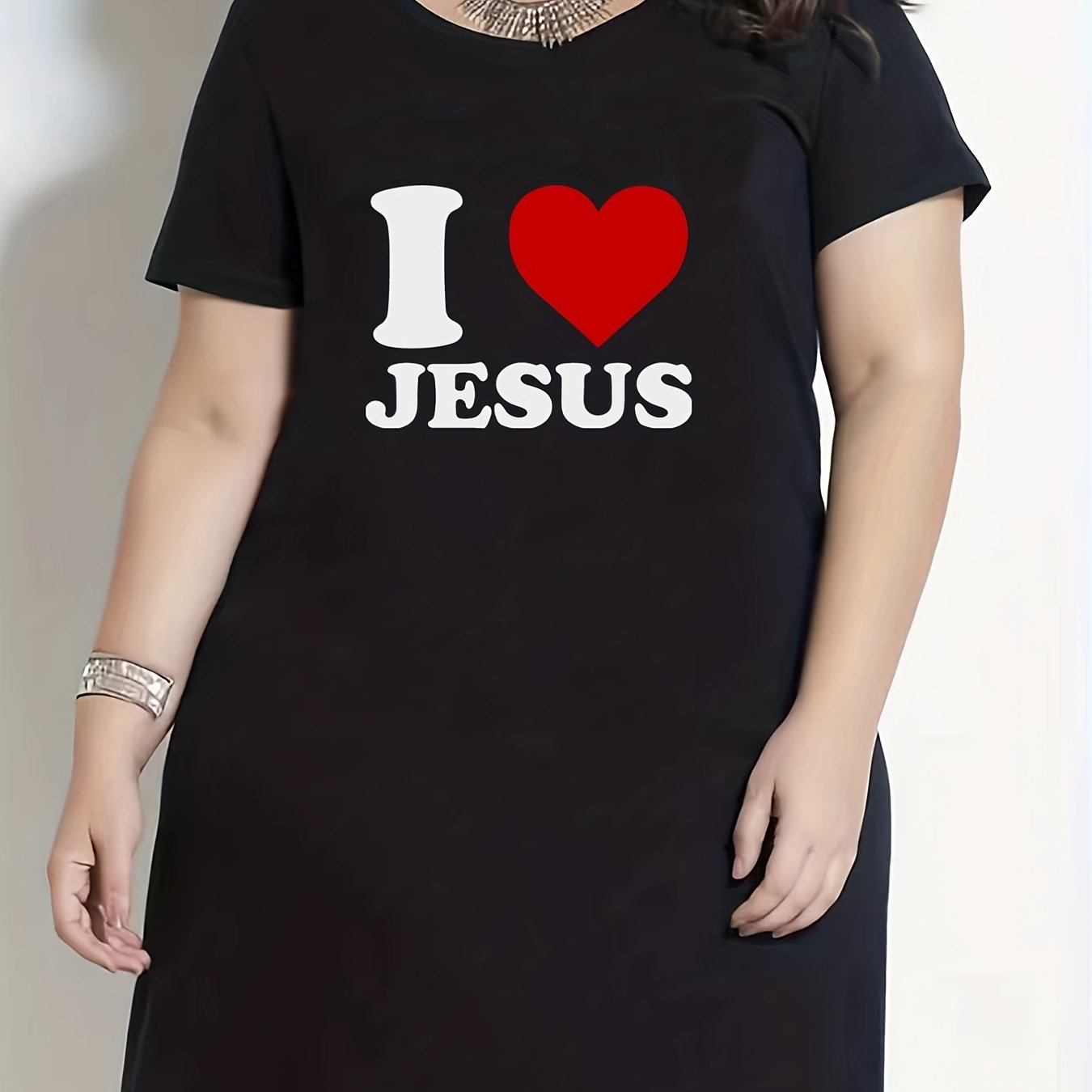 Heart & Letter Print Short Sleeve Lounge Dress