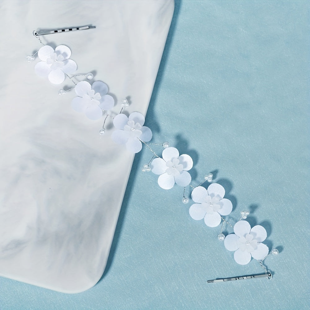 Flower Double Side Hair Clip Bobby Pin With Beads Head Jewelry
