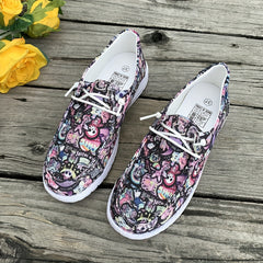 Halloween Colorful Skull Ghost Graffiti Print Shoes