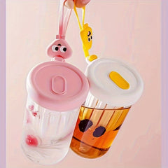 500ml Portable Glass Cup with Lid and Straw for Outdoor Sports Fitness Travel