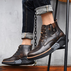 Men's Chunky Ankle Boots Lace Up Casual Shoes