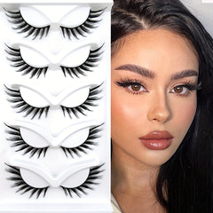 5 Pairs Cat Eye Lashes Fluffy Curling Faux Mink False Eyelashes