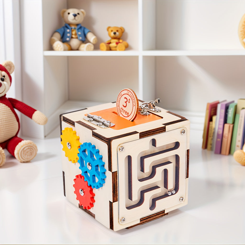 Hexahedron Busy Board Locking Mechanism Activity House