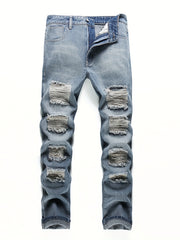 Casual Ripped Cotton Jeans Men's Street Style Denim Pants