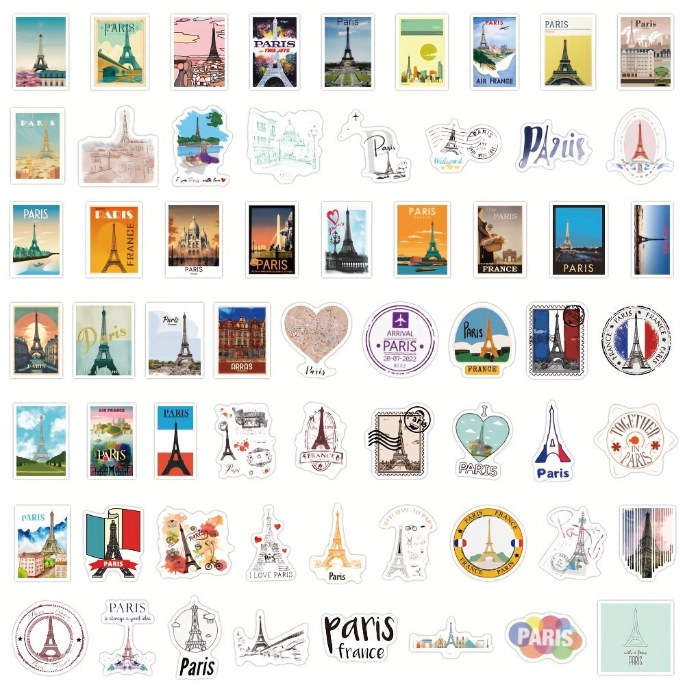 120pcs Paris City Travel Stickers Scrapbooks Journals Laptops