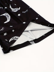 Starry Print Sleep Bottoms & Elastic Waistband Shorts Women's Loungewear