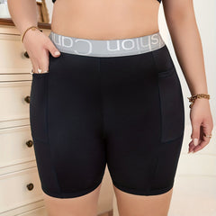 Letter Tape High Waisted Biker Shorts
