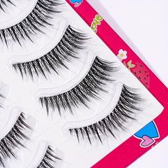 5 Pairs Fairy Style False Eyelash Clear Band Spiky Crisscross Manga Lashes