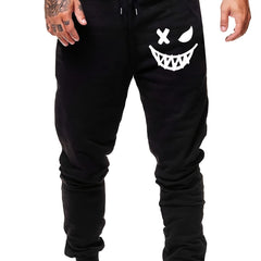 Men's Devil Smile Face Print Sweatpants Elastic Waist Sport Jogger Pants