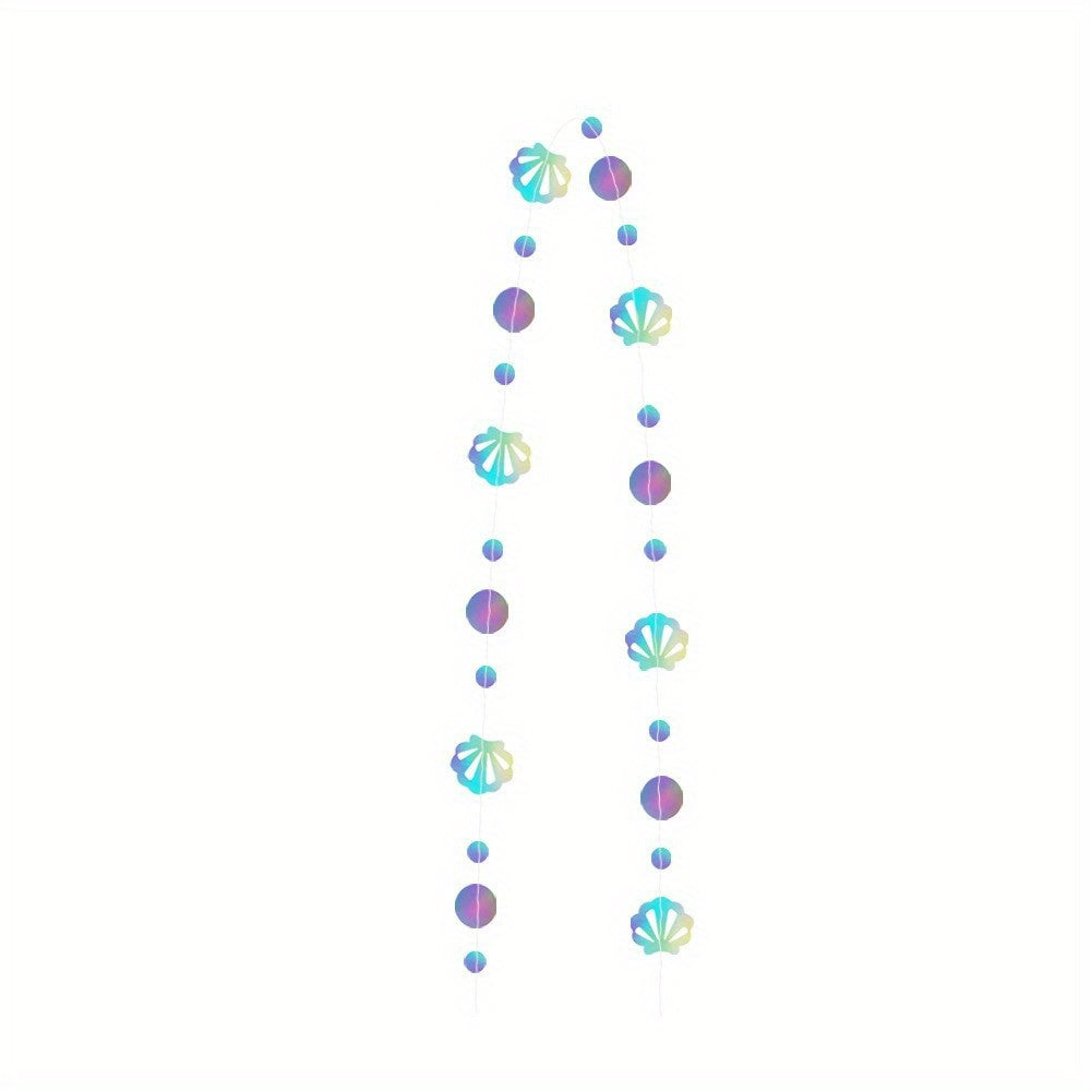 4M Iridescent Mermaid Garland Jellyfish Sea Star Pearl Holographic Streamer