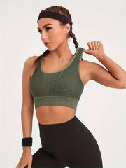 High Elastic Wide Strap Sports Bra Cutout Fitness Yoga Running Bra