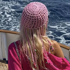 Hip Hop Boho Knitted Beanie Hat Lady Crochet Tassel Skull Cap