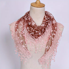 Floral Embroidery Lace Shawl Hollow Out Cape Wrap Triangle Scarf