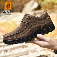 LAORENTOU Men's Leather Ankle Boots Walking Sneakers