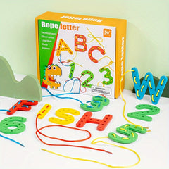 Hand Eye Coordination Digital String Game Toy with Beads & Stacking Stones