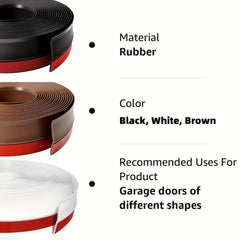 Garage Door Seal Strip 6M Brown Adhesive Rubber Weather Stripping Replacement