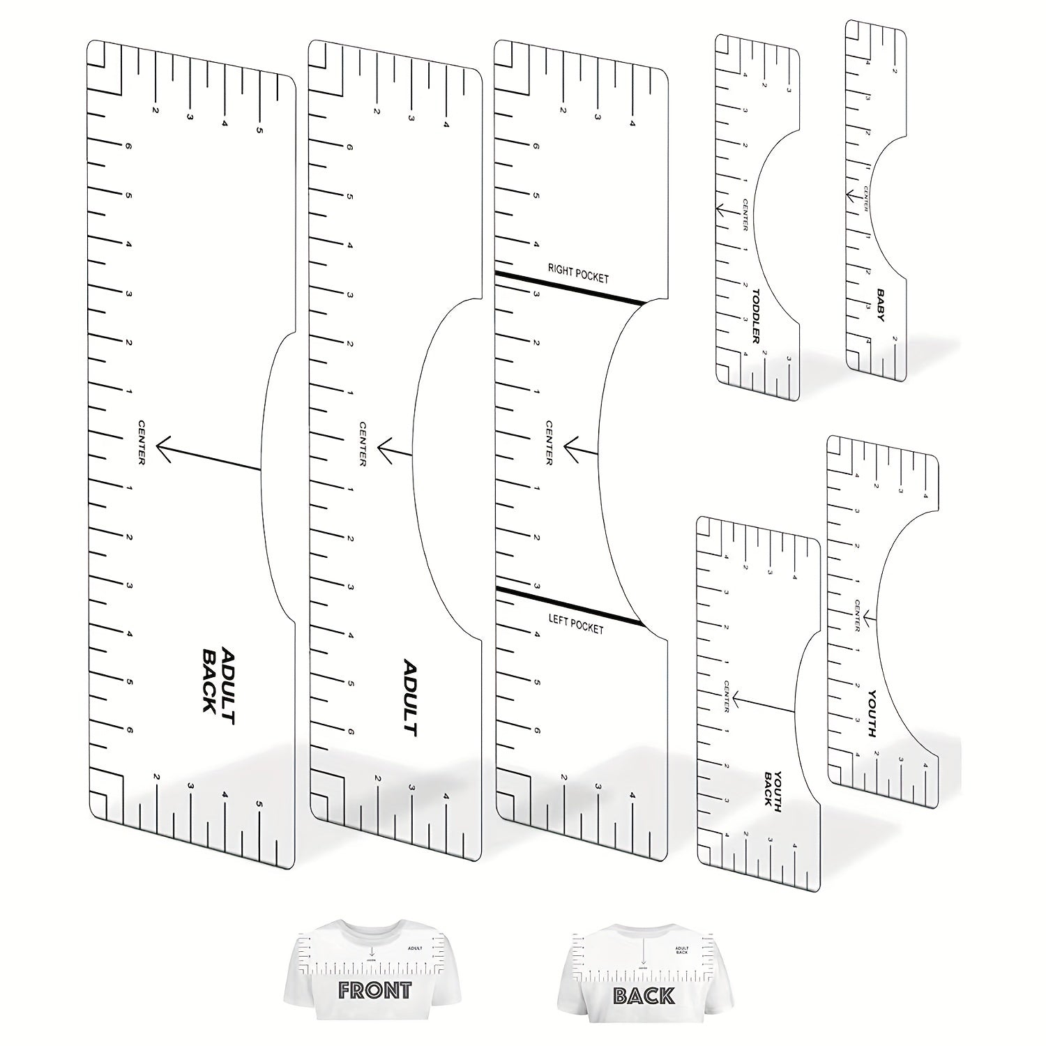 Tshirt Ruler Guide For Vinyl Alignment HTV Sublimation Heat Press Tool