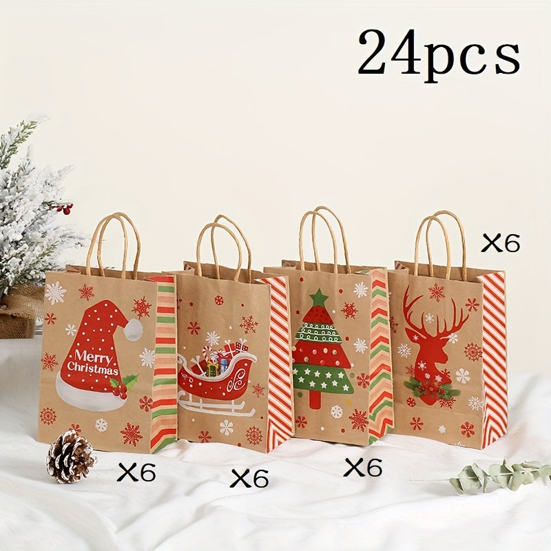 Christmas Gift Bag Striped Tote Party Holiday Candy Tote Bag Pack of 24