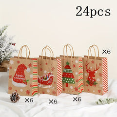 Christmas Gift Bag Striped Tote Party Holiday Candy Tote Bag Pack of 24