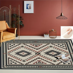 Geometric Absorbent Non Slip Soft Faux Sheepskin Floor Mat Easy to Clean