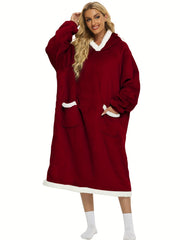 Plush Hooded Night Robe - Warm & Comfy Long Sleeve Robe