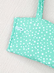 Polka Dot Print Tie Shoulder Swimsuit Set