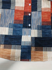 Casual Blouse Women's Plus Patchwork Print Button Up Shirt