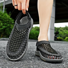 Men's Hollow Out Slip On Sandals Hook And Loop Fastener