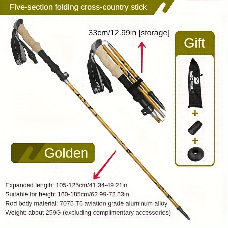 Aluminum Alloy Folding Hiking Pole with Steel Bead Lock