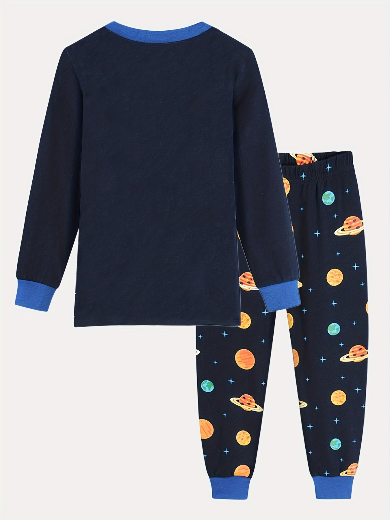 Boys Space Planets Graphic Cotton Pjs Sleepwear Set