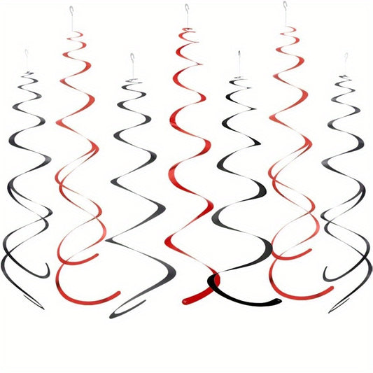 12pcs Red Foil Swirl Hanging Decorations for Party Supplies