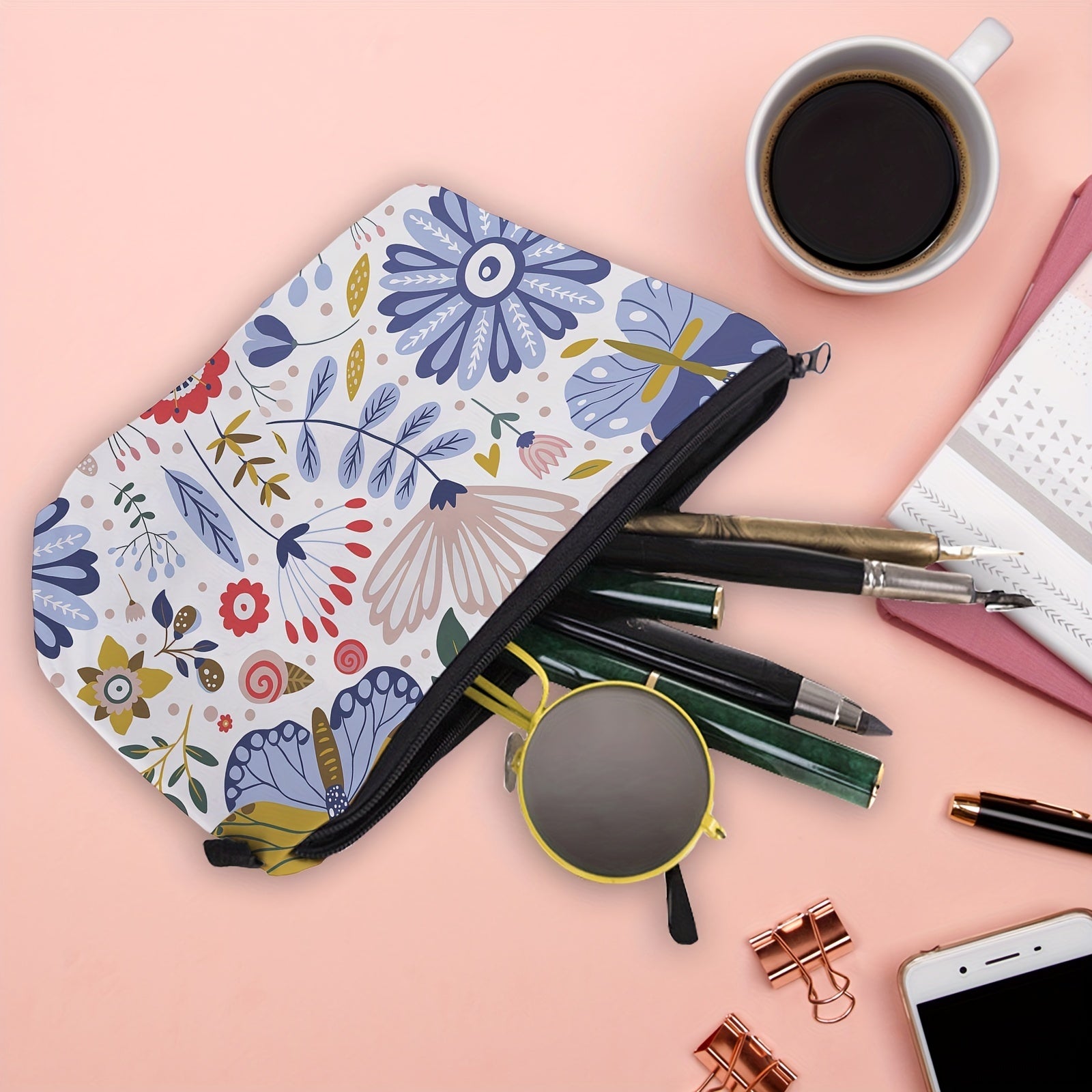 Waterproof Butterfly Grasses Cosmetic Bag for Women