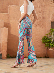 Boho Paisley Print Yoga Pants Bell Bottom Leggings