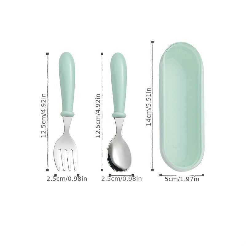 Kids' Portable Stainless Steel Spoon Fork Set