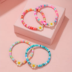4pcs Girls Daisy Bead Bracelets Kids Accessories